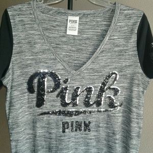 Pink victoria's secret sequined shirt sz s